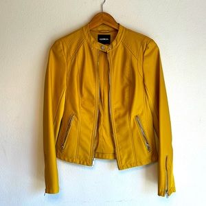 NWOT Express vegan leather jacket, mustard yellow, size small